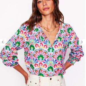 BODEN Easy Cotton Blouse Multicolor Decorative Dandelion T1758 US 4 NWT